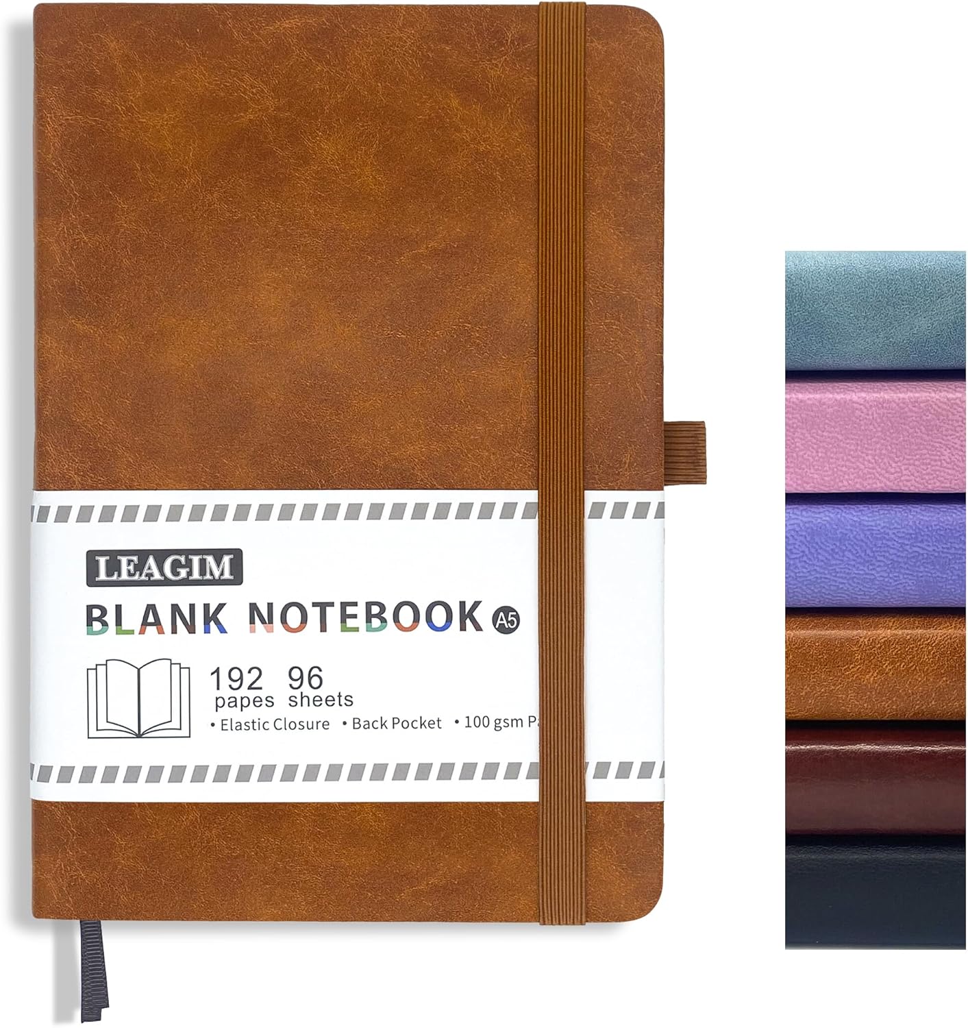 Leatherwork Products - A5 無地ジャーナルノートブック、192 ページ 100 GSM 厚手のスケッチブック、女性、男性向け、ハードカバーレザー、裏地なしのジャーナル、仕事用