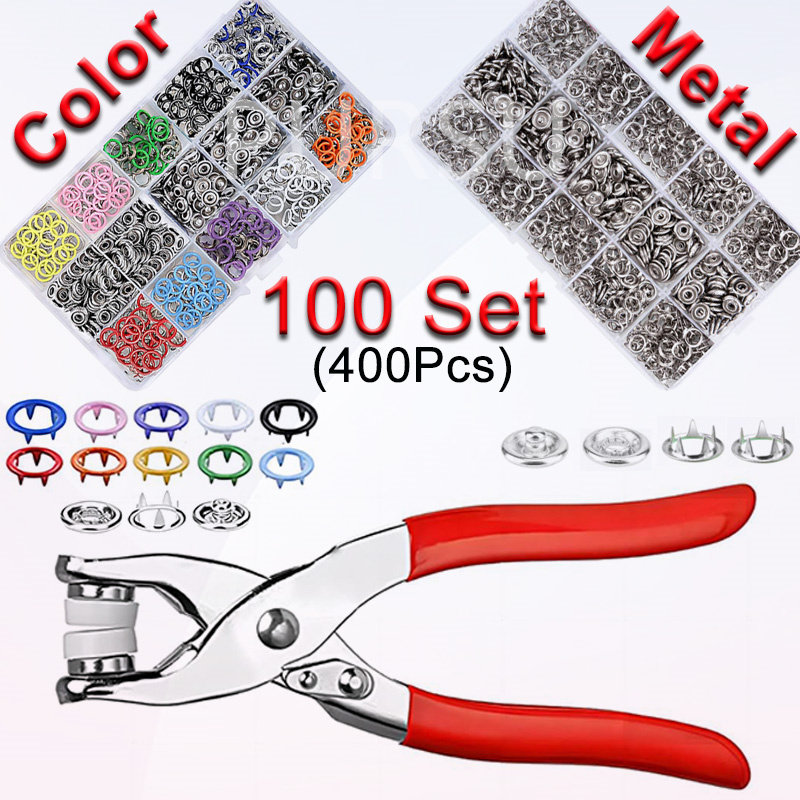 Snap Fastener Setter - 100 セットスナッププライヤー自動グロメットアイレットプライヤー 5 爪スナップボタンプライヤー服バッグ縫製や DIY クラフトの取り付け用