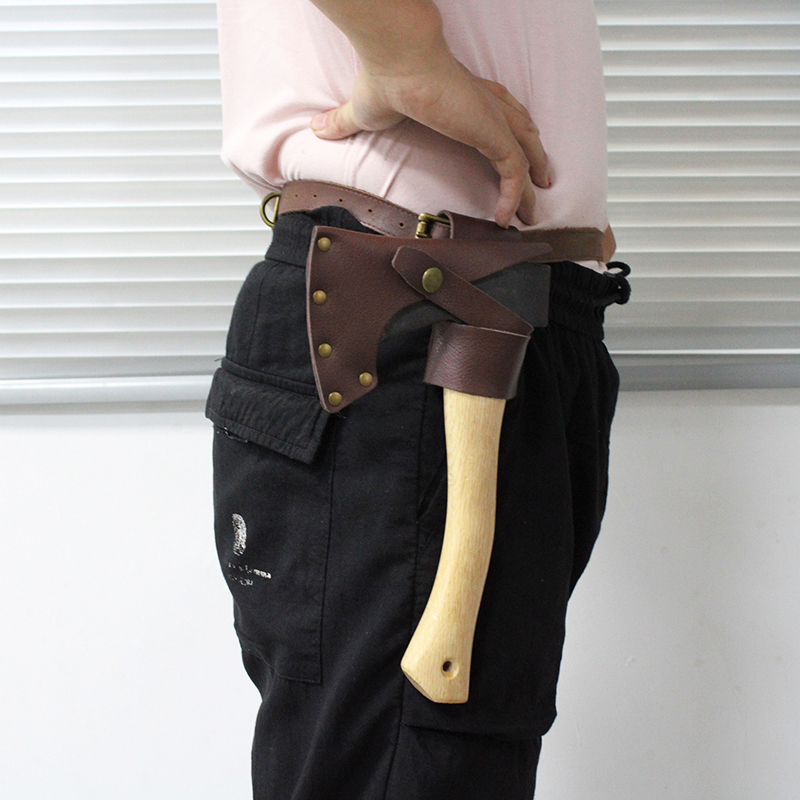 Leatherwork Essentials - レザー斧シース、調節可能な手斧カバー、プロテクターケースカバーキャンプアクセサリー木こりアウトドア作業必需品、錆び