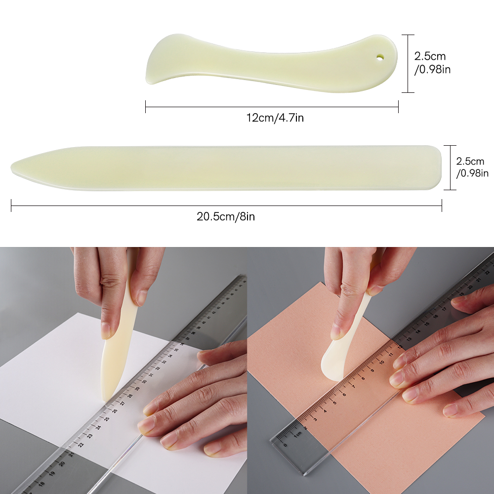 Bone Folder Tool - 2個入りボーンフォルダーキューラーツール、DIY製本、革工芸、カード作成、折り紙、透明両面粘着ロール