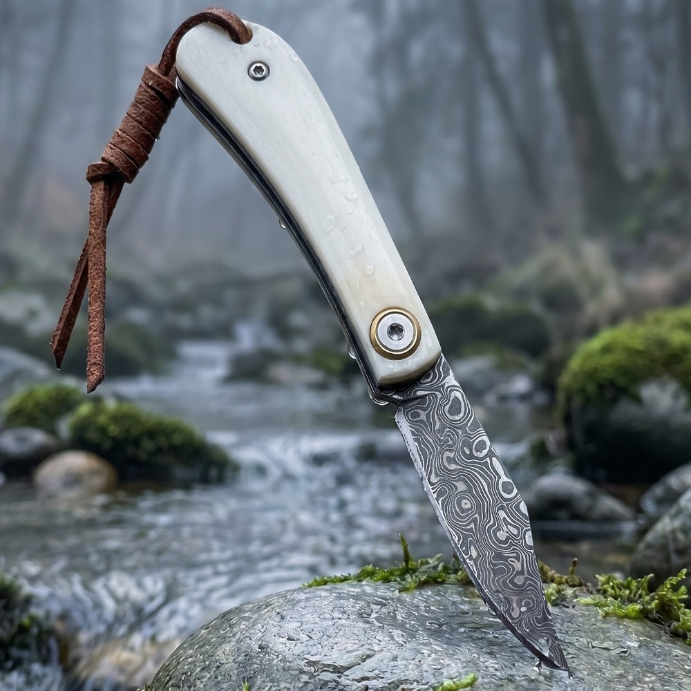 Bone Folder Tool - アウトドア折りたたみナイフ牛骨ハンドル小型ポケットナイフ日常持ち運びキャンプミニツール耐久性のあるEDCナイフ