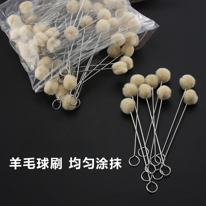 Contact Cement Leather - 100個入りウールボール、染色済み、油を塗った、手作りDIYレザー、ウールブラシ、グルーボールブラシ