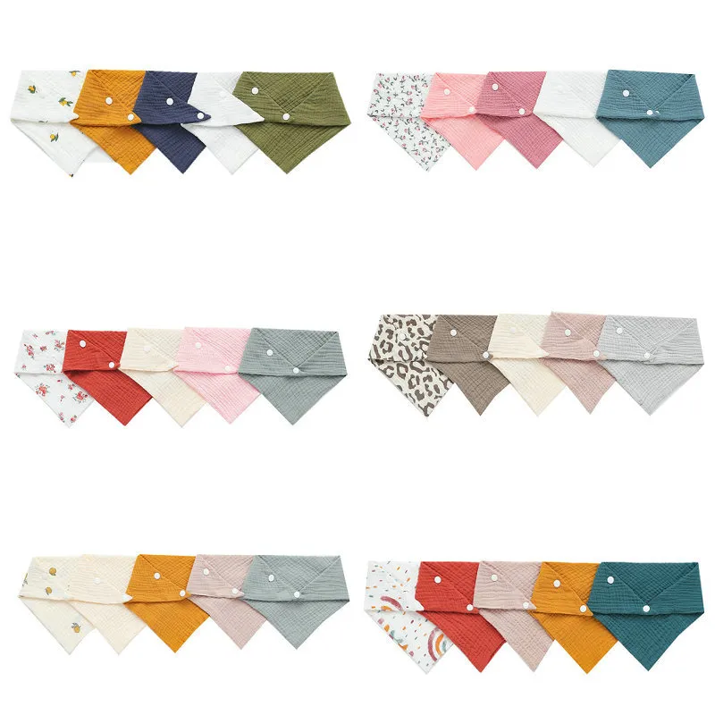 Snap Fastener Setter - 5 ピース/セット新生児ベビーよだれかけ授乳よだれよだれかけ無地漫画スナップボタンソフト三角形タオル綿ベビーよだれかけ卸売
