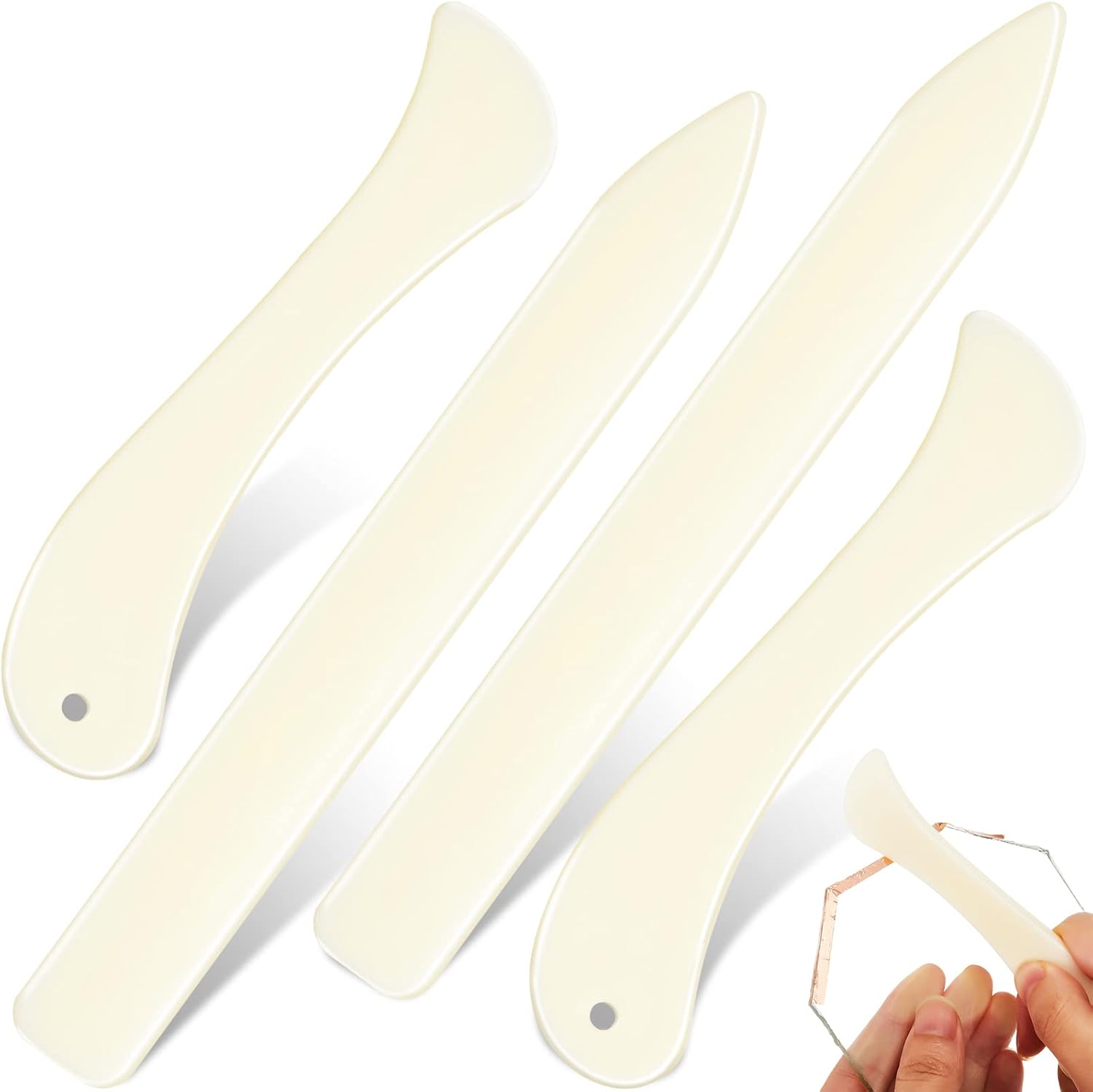 Bone Folder Tool - プロ仕様の革工芸用ボーンフォルダー、頑丈な革加工ツール、溝入れ、折り目付け、エッジ研磨、手作り用
