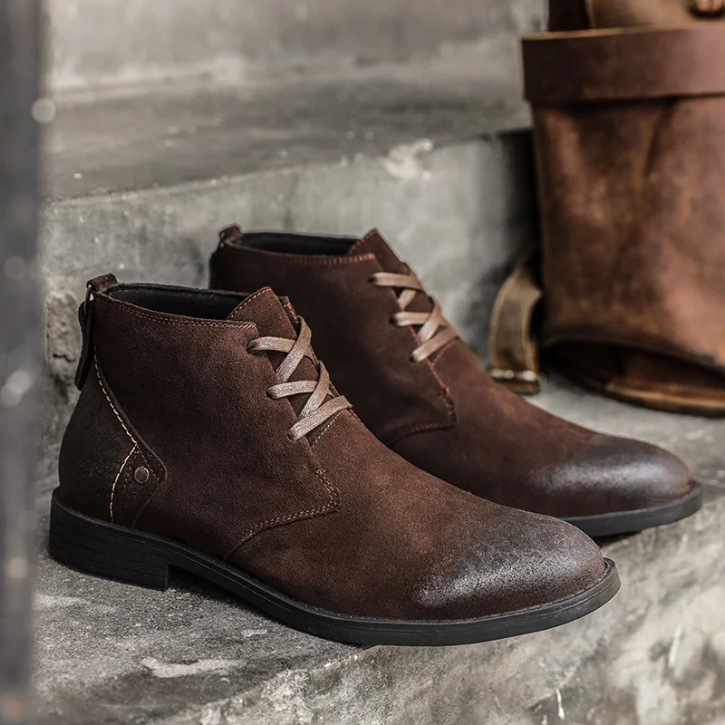 新しい牛革スエードアンクルブーツ手作りヴィンテージ英国男性レ - Leatherwork Designs のレビューと価格