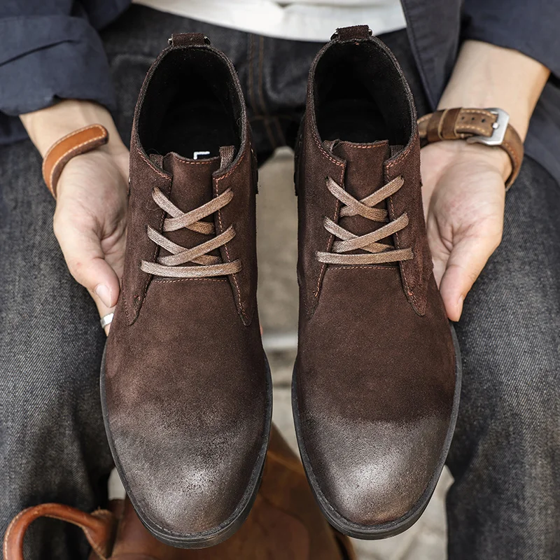 新しい牛革スエードアンクルブーツ手作りヴィンテージ英国男性レ - Leatherwork Designs のレビューと価格