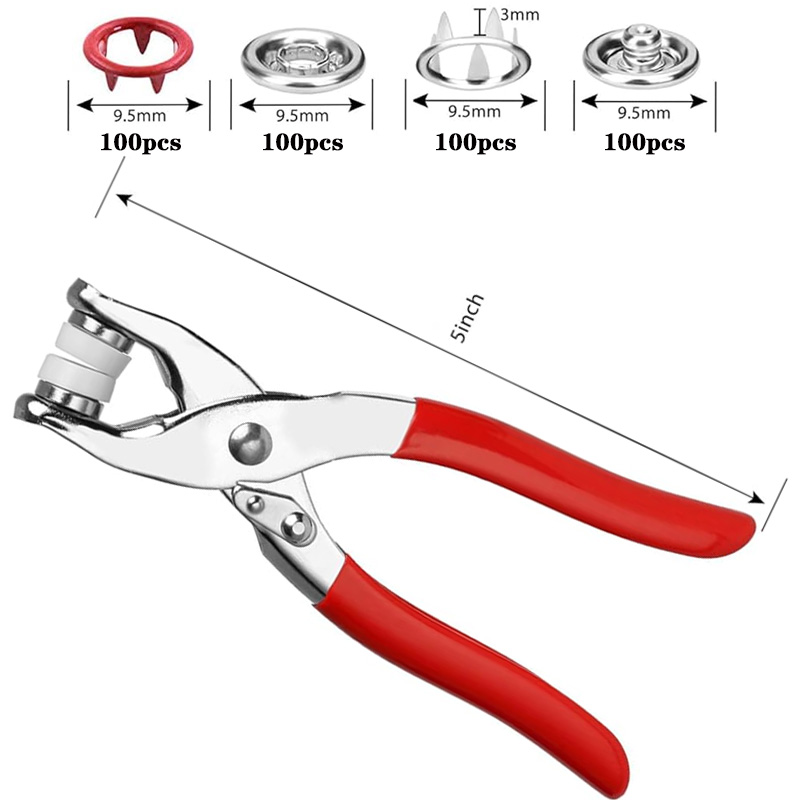 100 セットスナッププライヤー自動グロメットアイレットプラ - Snap Fastener Setter のレビューと価格
