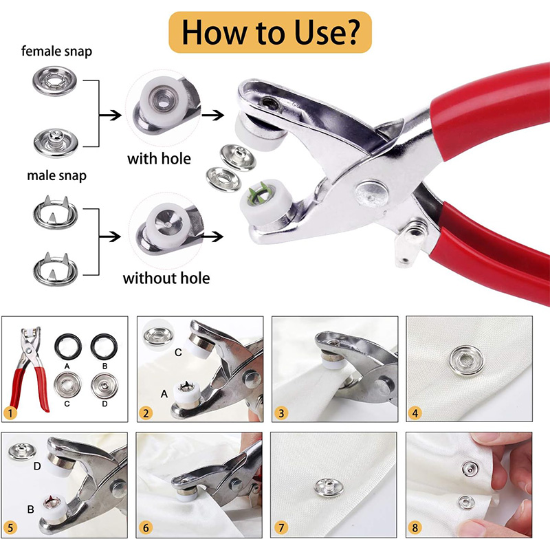100 セットスナッププライヤー自動グロメットアイレットプラ - Snap Fastener Setter のレビューと価格
