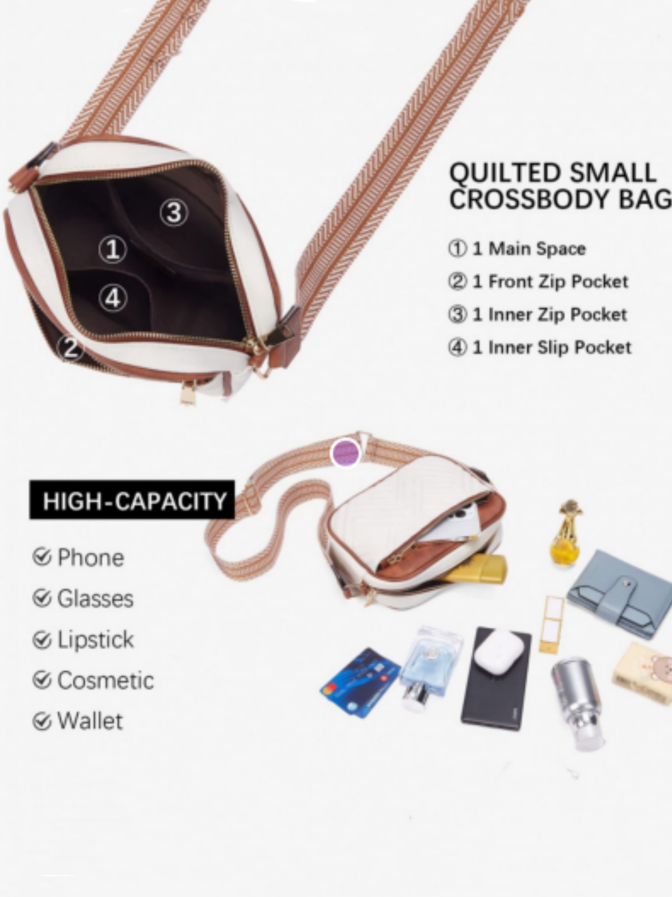レディースキルティングクロスボディバッグ、フェイクレザーショ - Leatherwork Products のレビューと価格