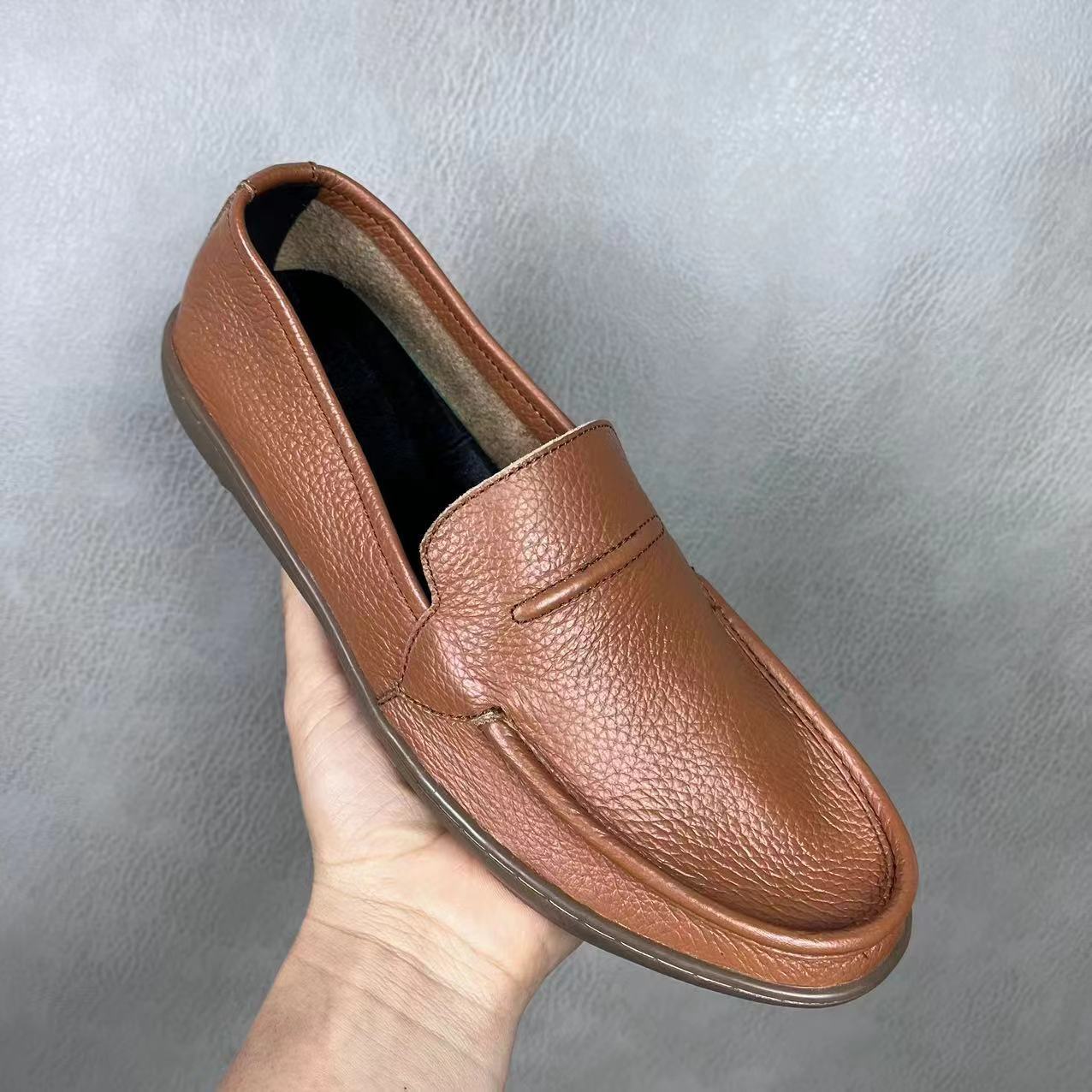 ローカットラウンドトゥメンズレザーシューズ牛革スリッポンワー - Leatherwork Designs のレビューと価格