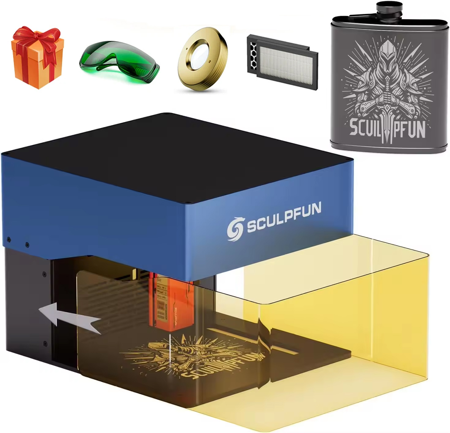 Sculpfun iCube Pro 10Wレーザー彫刻機、 - Leatherwork Logo のレビューと価格