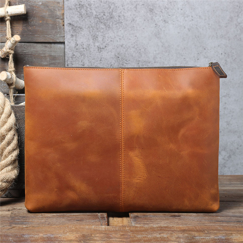 ヴィンテージ ハンドメイド 本革 大容量 メンズ クラッチバ - Leatherwork Designs のレビューと価格
