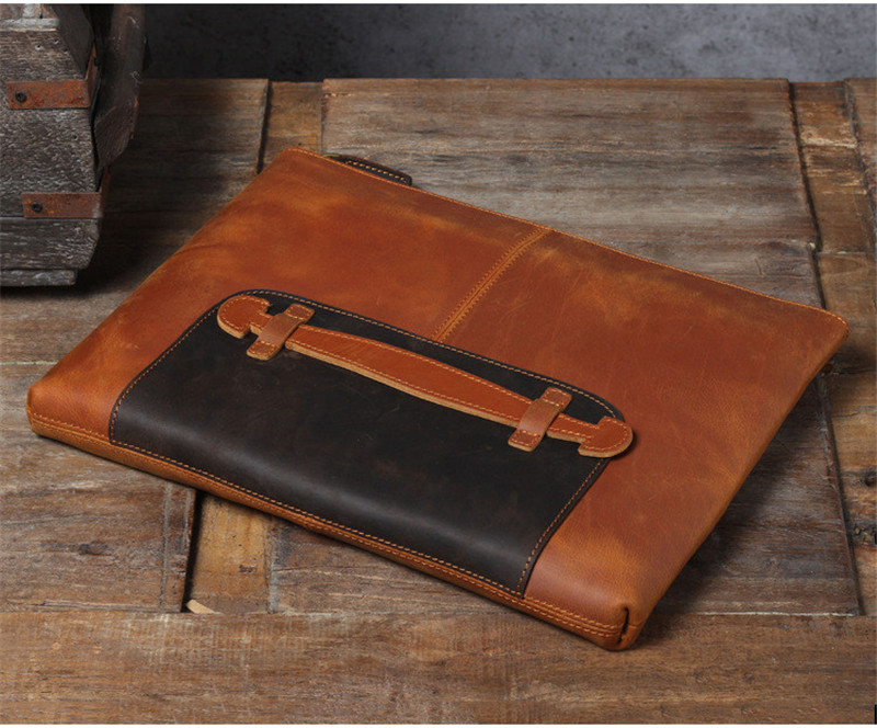 ヴィンテージ ハンドメイド 本革 大容量 メンズ クラッチバ - Leatherwork Designs のレビューと価格