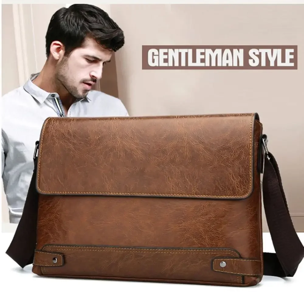 男性用PUレザーブリーフケース,ショルダーバッグ,クロスオー - Leatherwork Designs のレビューと価格