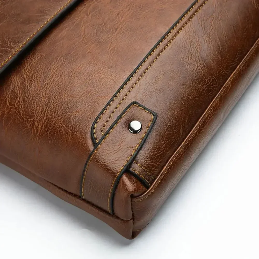 男性用PUレザーブリーフケース,ショルダーバッグ,クロスオー - Leatherwork Designs のレビューと価格