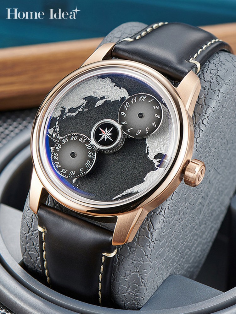 カジュアルメンズワークブループラネット全自動機械式腕時計ファ - Leatherwork Ideas のレビューと価格