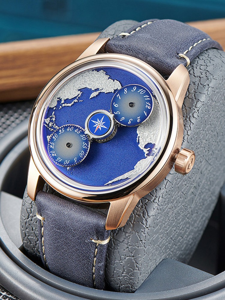カジュアルメンズワークブループラネット全自動機械式腕時計ファ - Leatherwork Ideas のレビューと価格