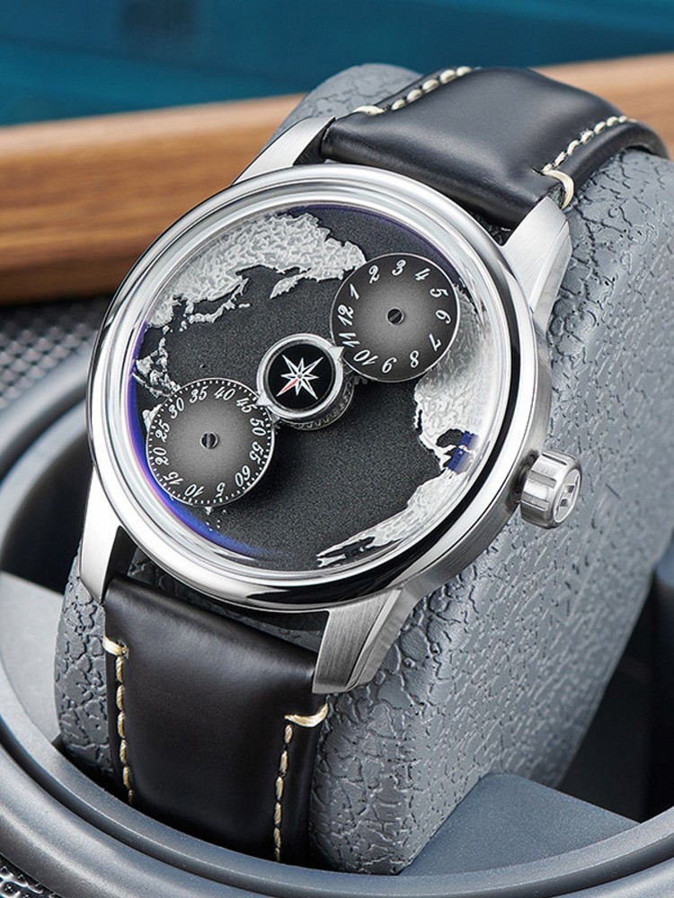 カジュアルメンズワークブループラネット全自動機械式腕時計ファ - Leatherwork Ideas のレビューと価格
