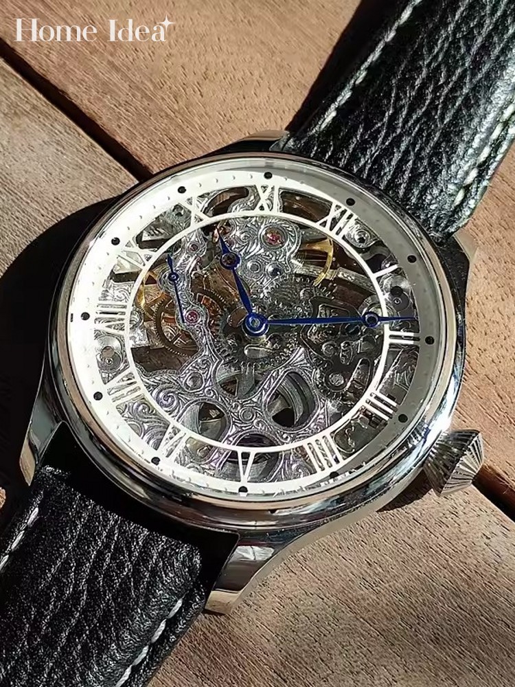 ファッションメンズ機械式手巻き中空時計ピンバックル本革機械式 - Leatherwork Ideas のレビューと価格