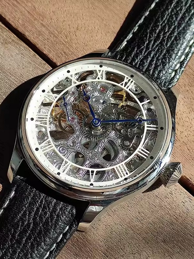 ファッションメンズ機械式手巻き中空時計ピンバックル本革機械式 - Leatherwork Ideas のレビューと価格